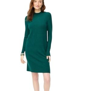 J. Crew Dark Green  Long Sleeve Mock Neck Sweater Dress